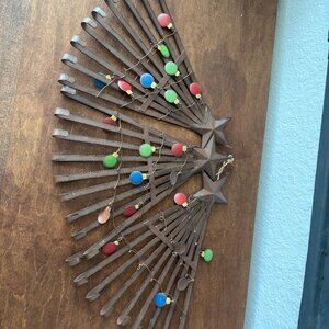 Set of 3 beautifully crafted rustic metal Christmas tree decor